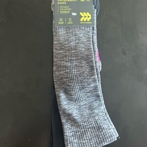 all in motion Gray & Black Athletic Compression Socks with Pink & Purple Accent